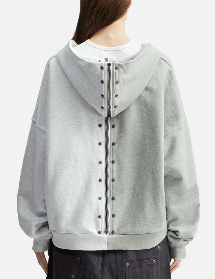 "Nyra" Two-Toned Zip-Up Hoodie With Detachable Fur Trim Hood