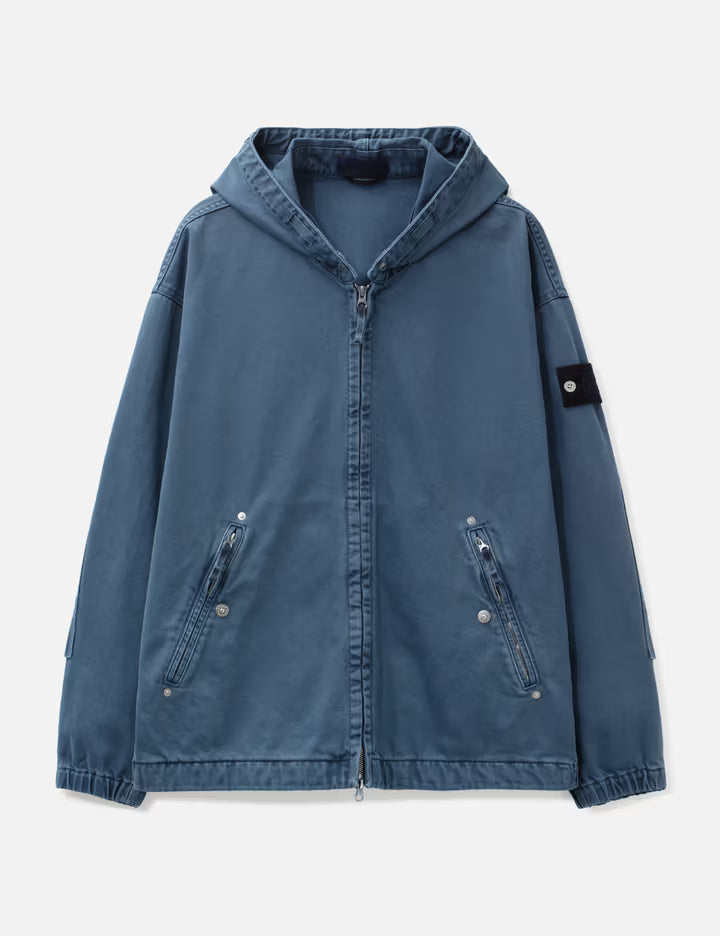 Light Bull Denim Indigo Hooded Zipper-Up Jacket