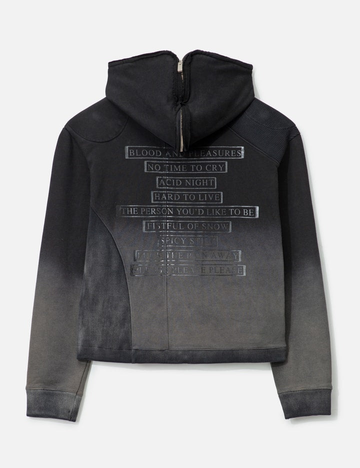 Panelled Padded Zipped Grey Hoodie