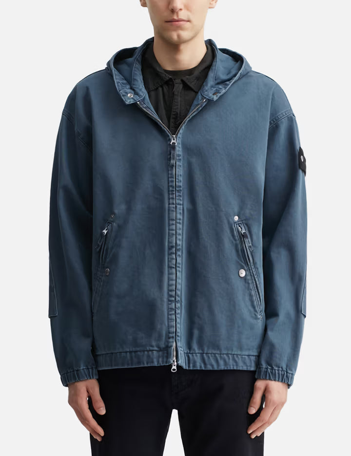 Light Bull Denim Indigo Hooded Zipper-Up Jacket
