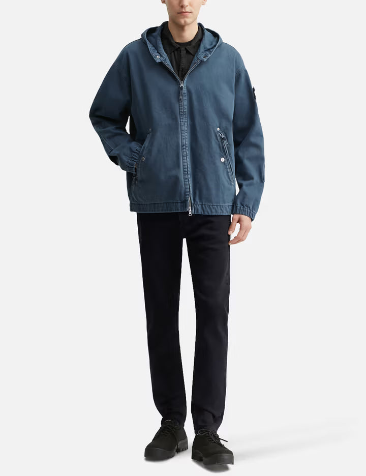 Light Bull Denim Indigo Hooded Zipper-Up Jacket