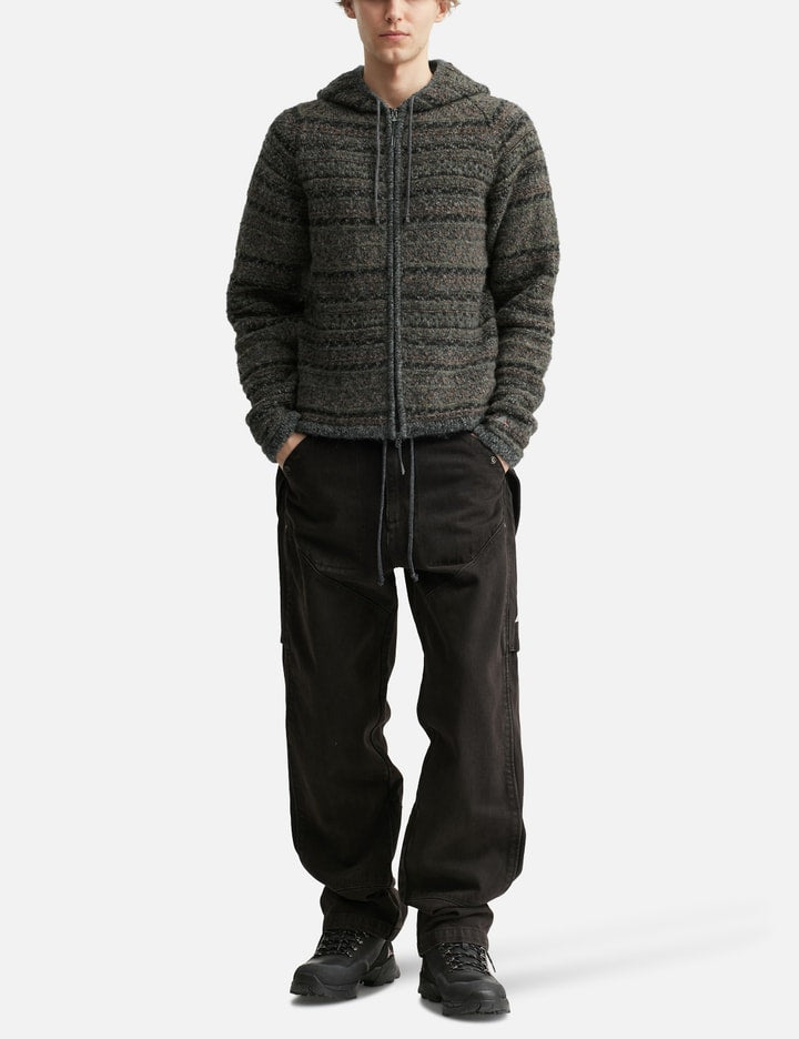 Fair Isle Felted Knit Zip Up Hoodie
