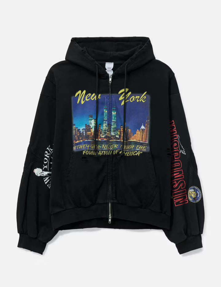 Reconstructed Sweatshirts Zip Hoodie