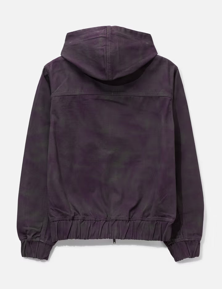 Cochet Hooded Denim Jacket With Chest Embroidery