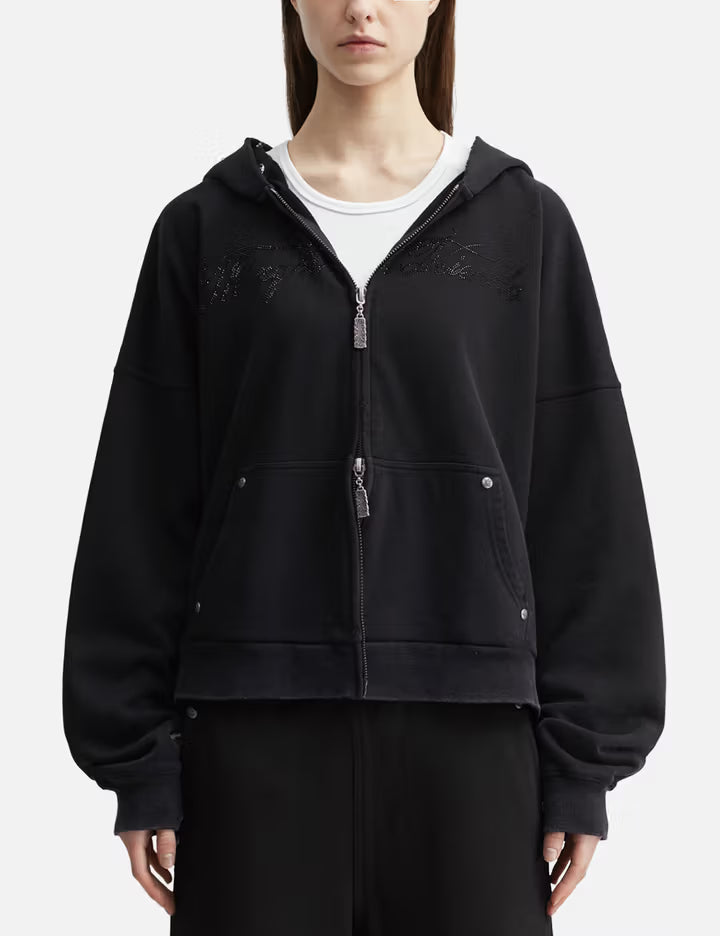 "Nyra" Zip-Up Hoodie With Detachable Fur Trim Hood