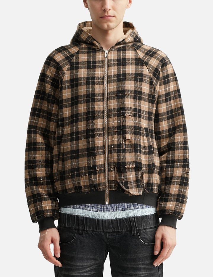 Plaid Shearling Hoodie