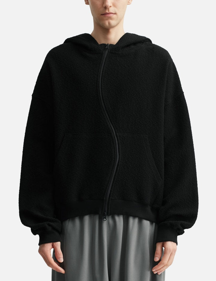 Curved Zip-Up Round Hem Hoodie