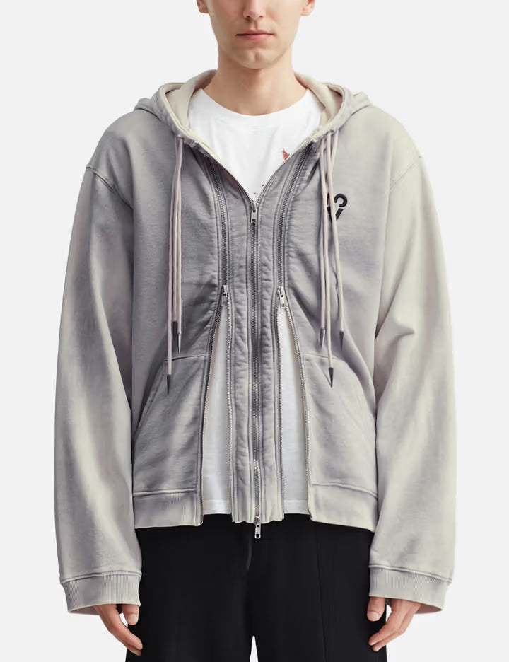 Three Zip Hoodie Dusty White