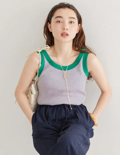 Yoshiaki Multi boder tank top untuk wanita - Bobo Tokyo