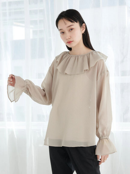 Shobu 2way Striped Frill Blouse