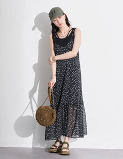 Dress Motif Bunga Koriyama Flower Print Cami Dress