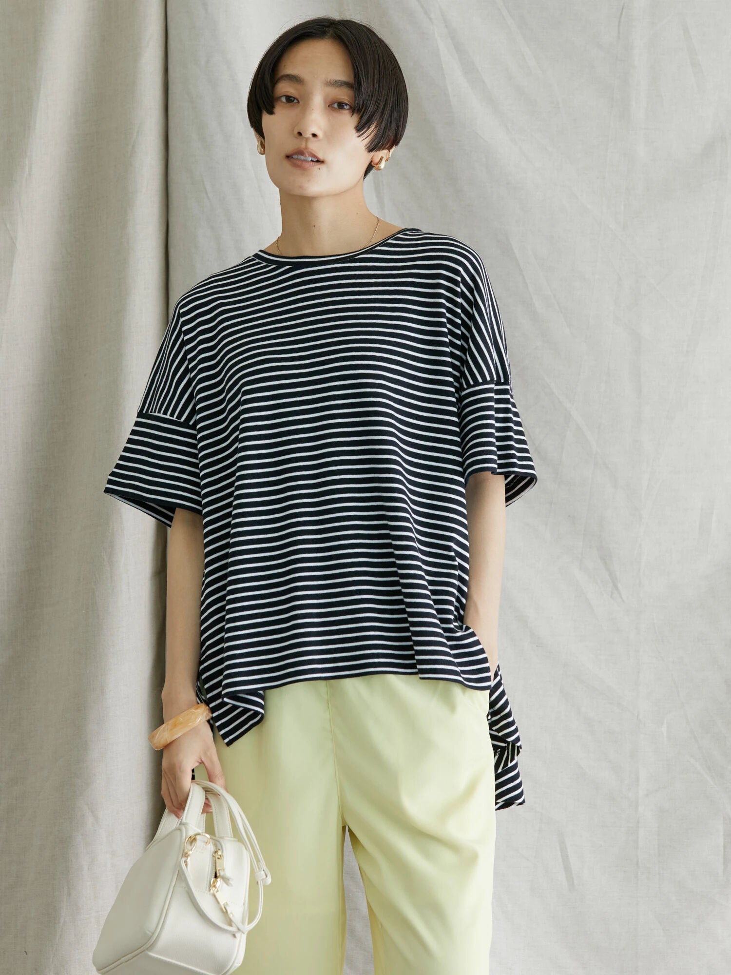 Kaos Oversize Wanita Bolsena Backflare Border Pullover Bobo Tokyo
