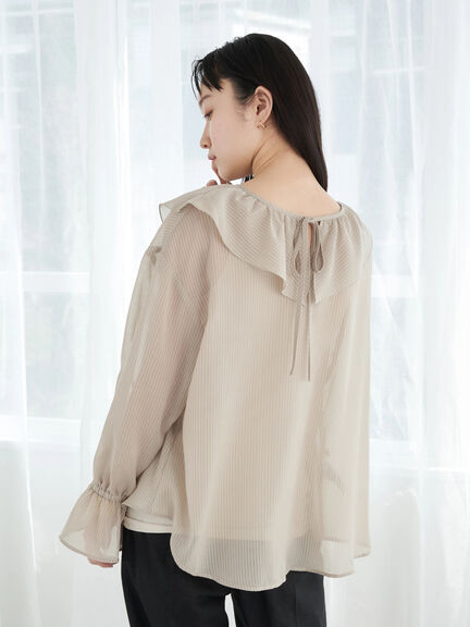 Shobu 2way Striped Frill Blouse