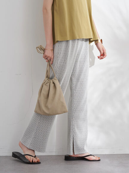Style Celana Cutbray Wanita Geo Pattern Jacquard Pants
