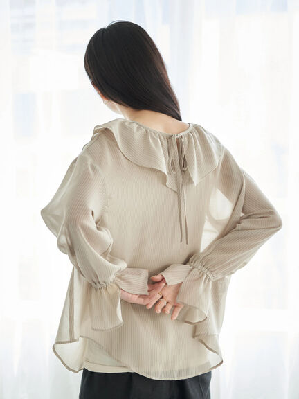 Shobu 2way Striped Frill Blouse