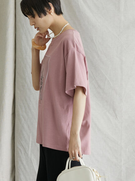 Graphic TShirt Alleta Flower Photo Print Cut Pullover Bobo Tokyo