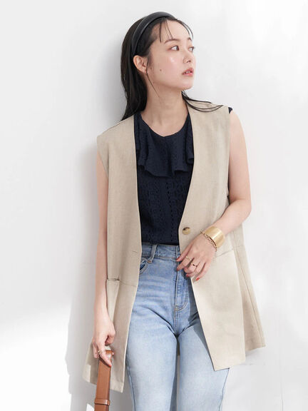 Rompi Wanita kekinian Noriko Line Sleeveless Vest