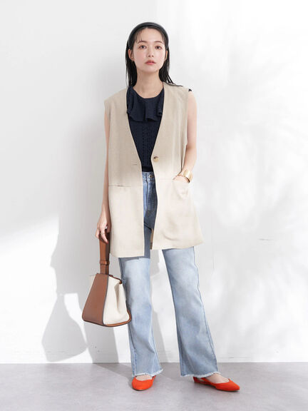 Rompi Wanita kekinian Noriko Line Sleeveless Vest