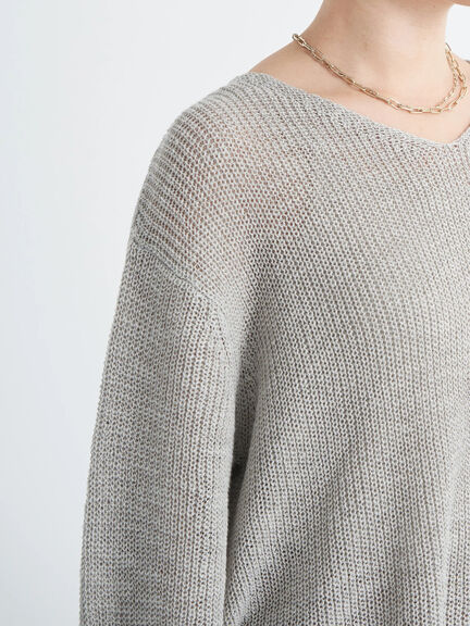 Leanore Slab V-neck Knit Pullover