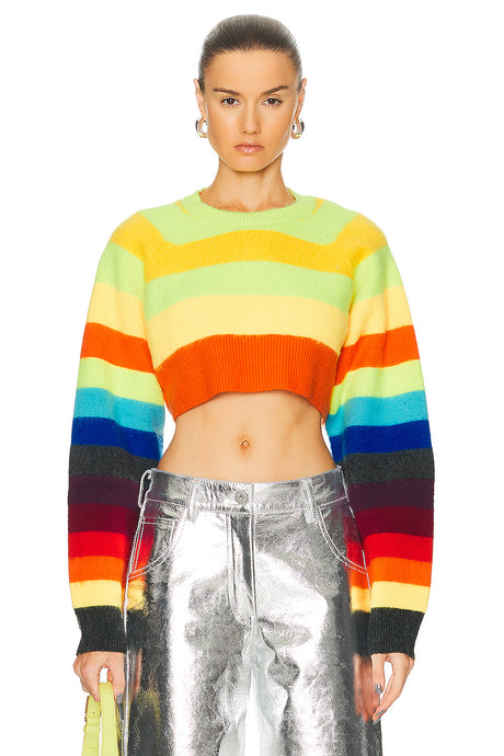 Brushed Striped Cropped Sweater