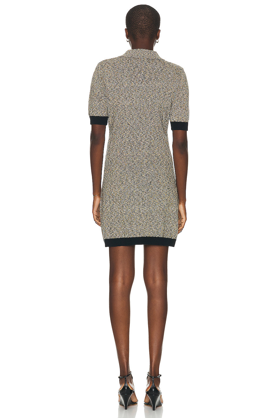 Tweed Knit Collared Button Up Mini Dress