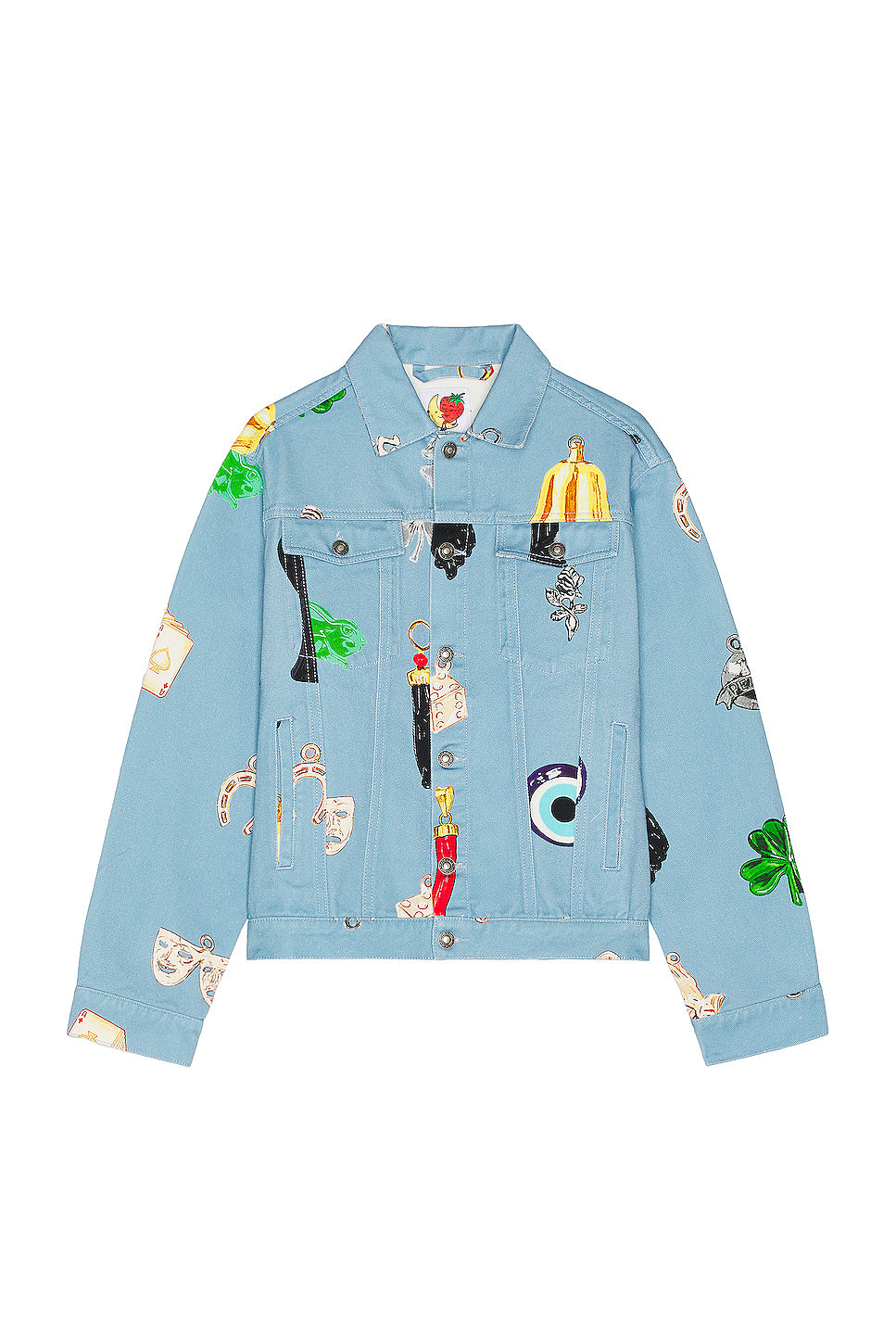 Unisex Charm Print Denim Jacket Woven