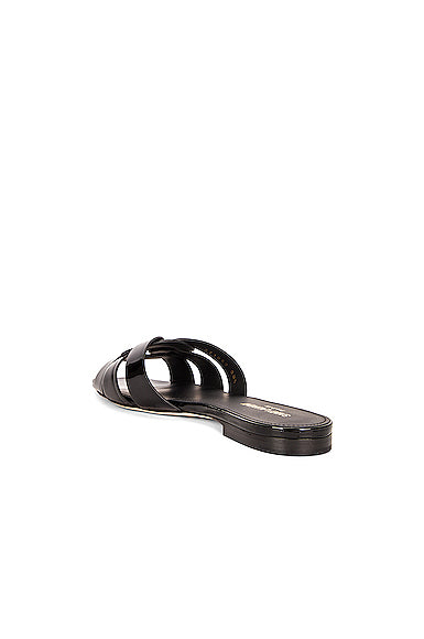 Tribute flat sandals in patent clearance leather