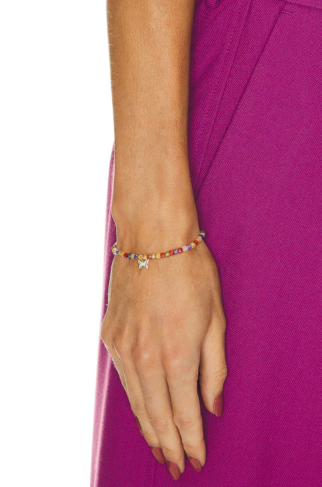 Tiny Pure Butterfly Charm On Faceted Rondelle Bracelet