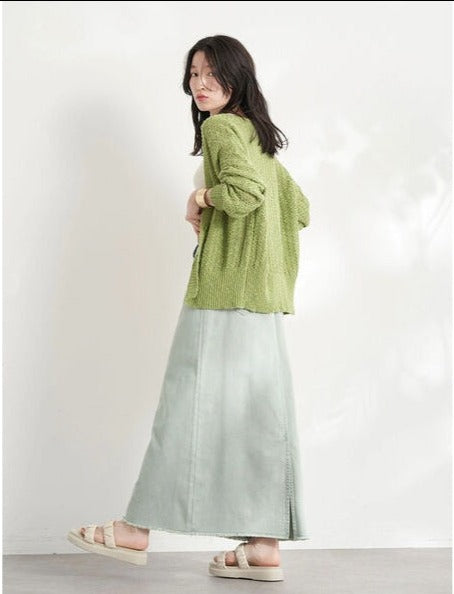 Body Slit Denim Skirt