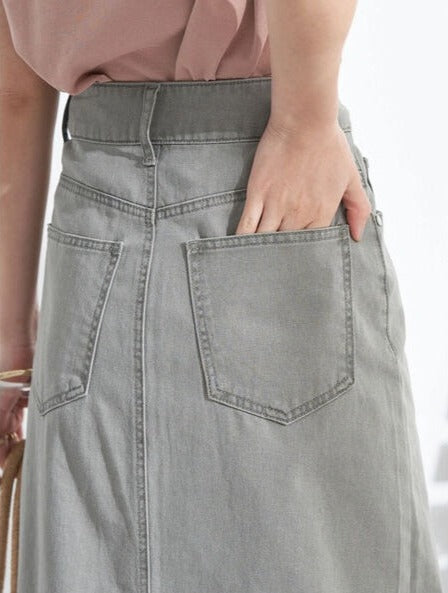 Body Slit Denim Skirt