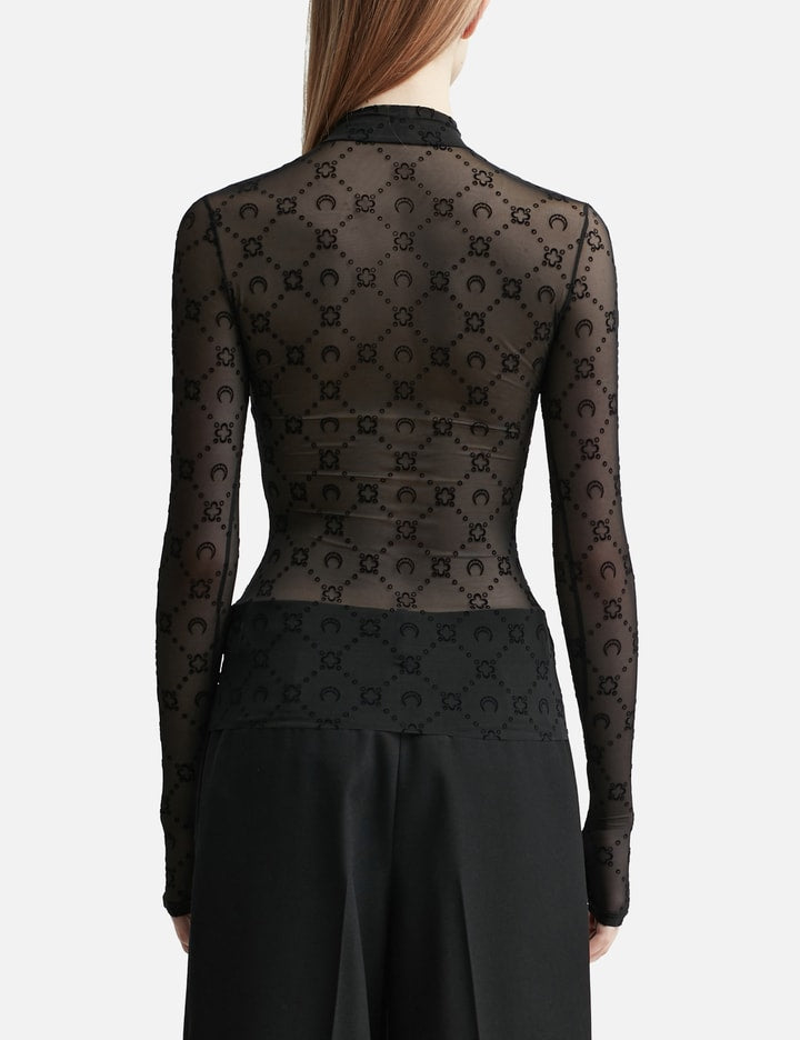 Moonogram-Flocked Mesh Top