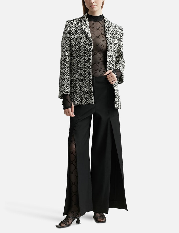 Moonogram-Flocked Mesh Top