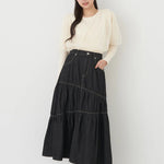 Fuyuka Denim Asymmetric Tiered Skirt - Earth, Music & Ecology