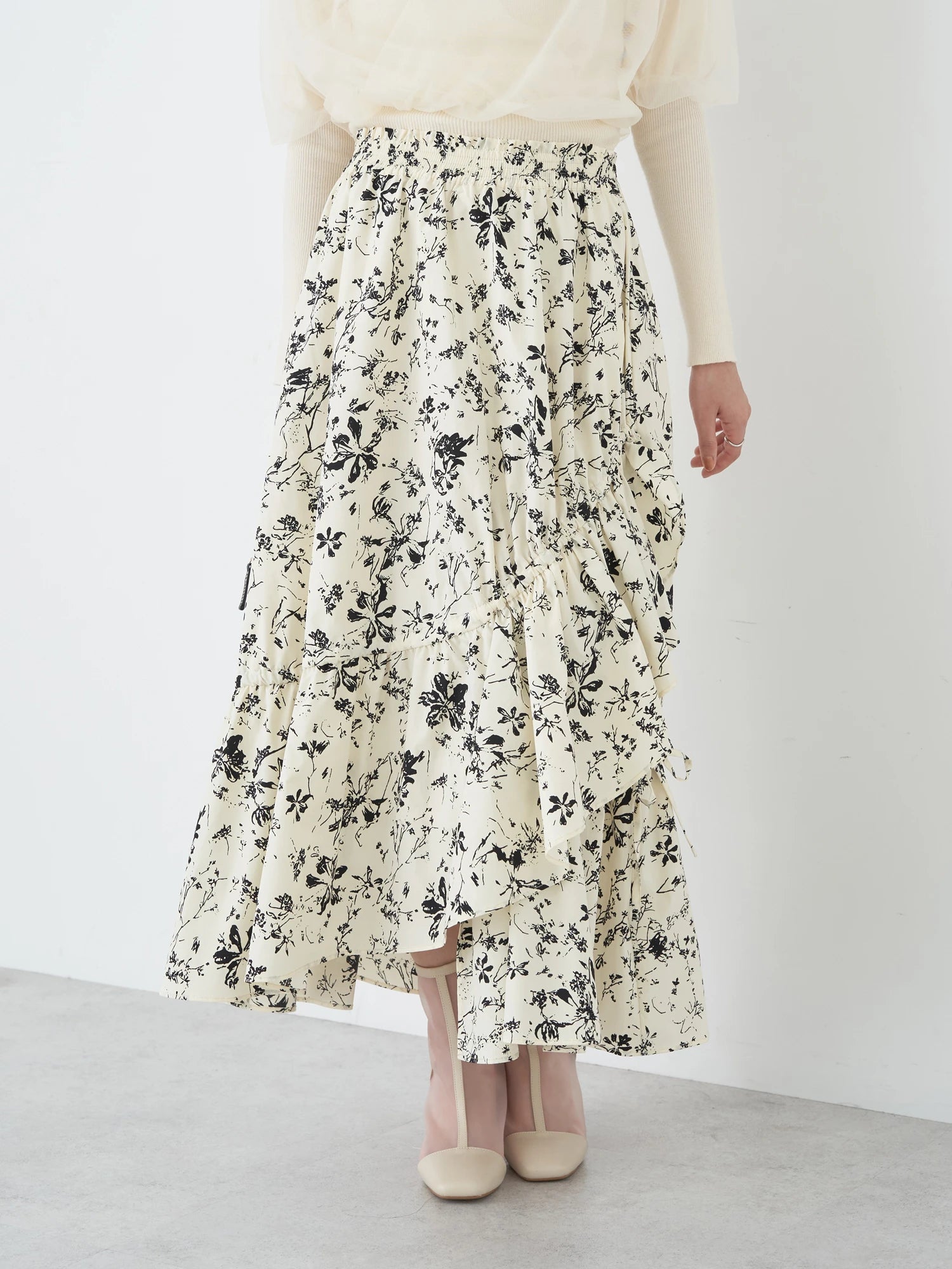 Fusae Asymmetric Gathered Skirt