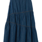 Fuyuka Denim Asymmetric Tiered Skirt - Earth, Music & Ecology