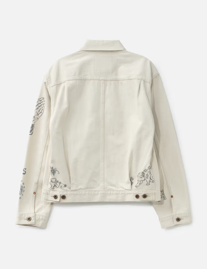 Tattoo Flash Print Pocket Denim Jacket