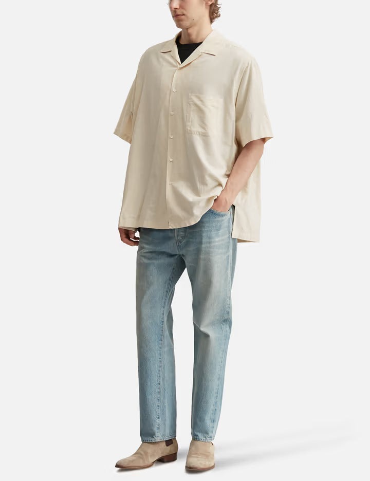 Silk Cotton Nep Open Collar Shirt