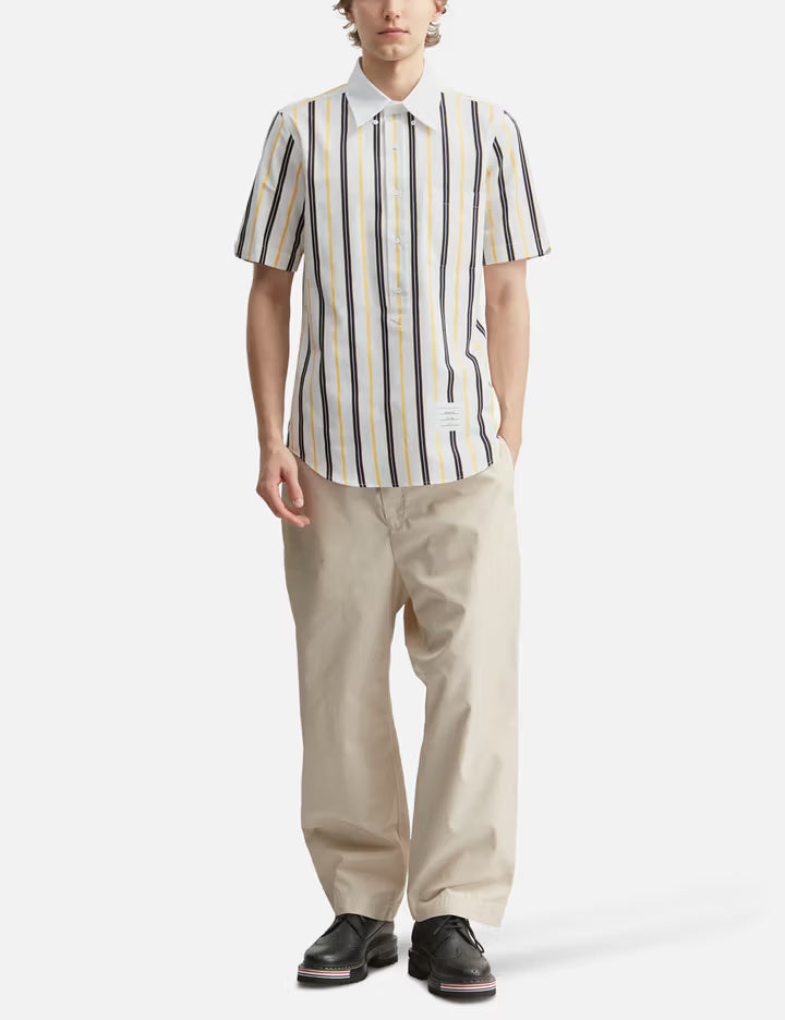 Repp Stripe Poplin Short Sleeve Shirt