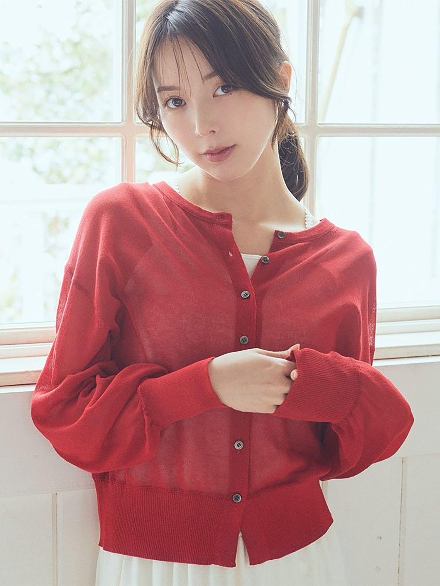 Kuchinashi Sheer Knit Cardigan - Black - Earth Music & Ecology