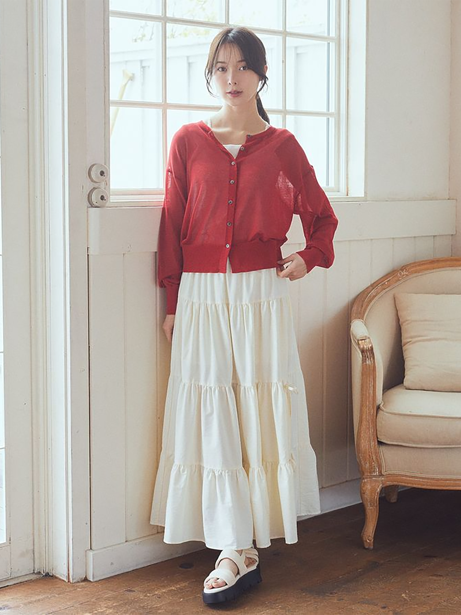 Kuchinashi Sheer Knit Cardigan