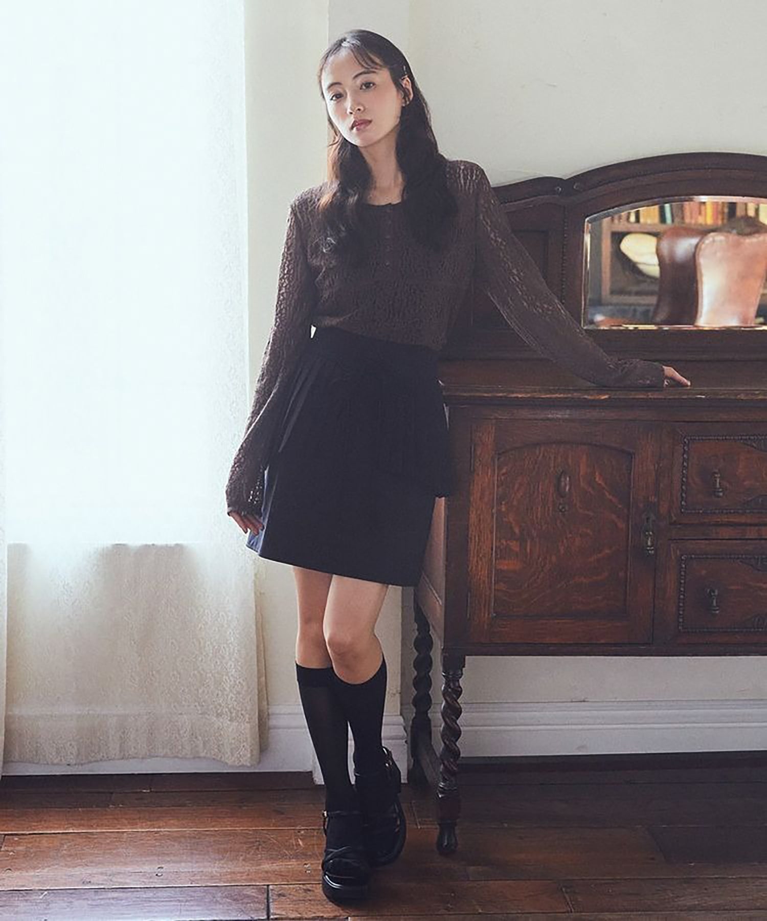 Yubi Set Pleated Wrap Skirt