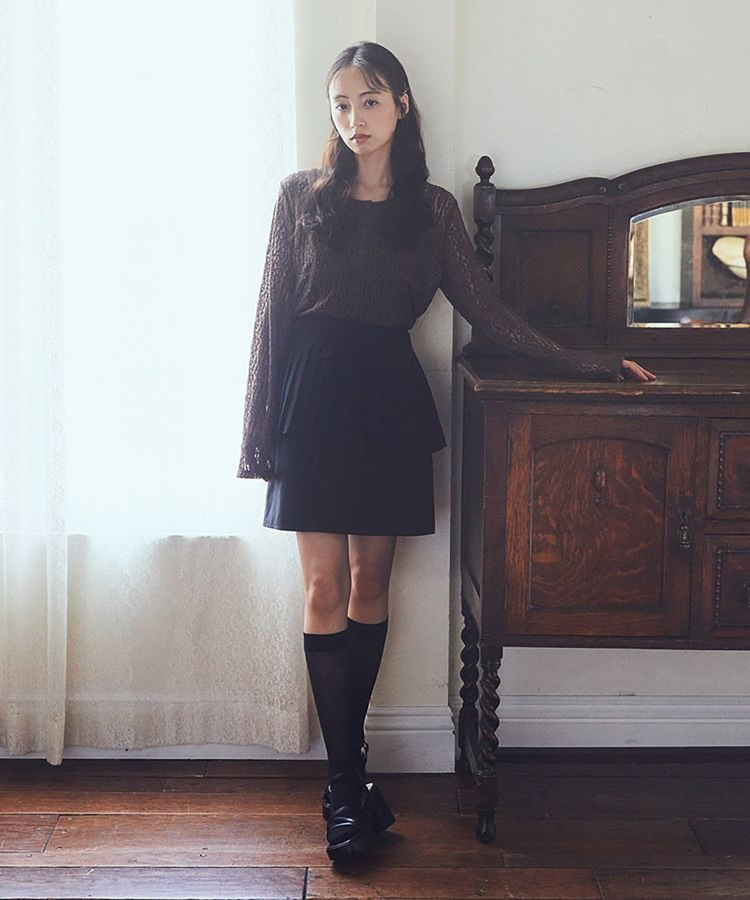 Yubi Set Pleated Wrap Skirt