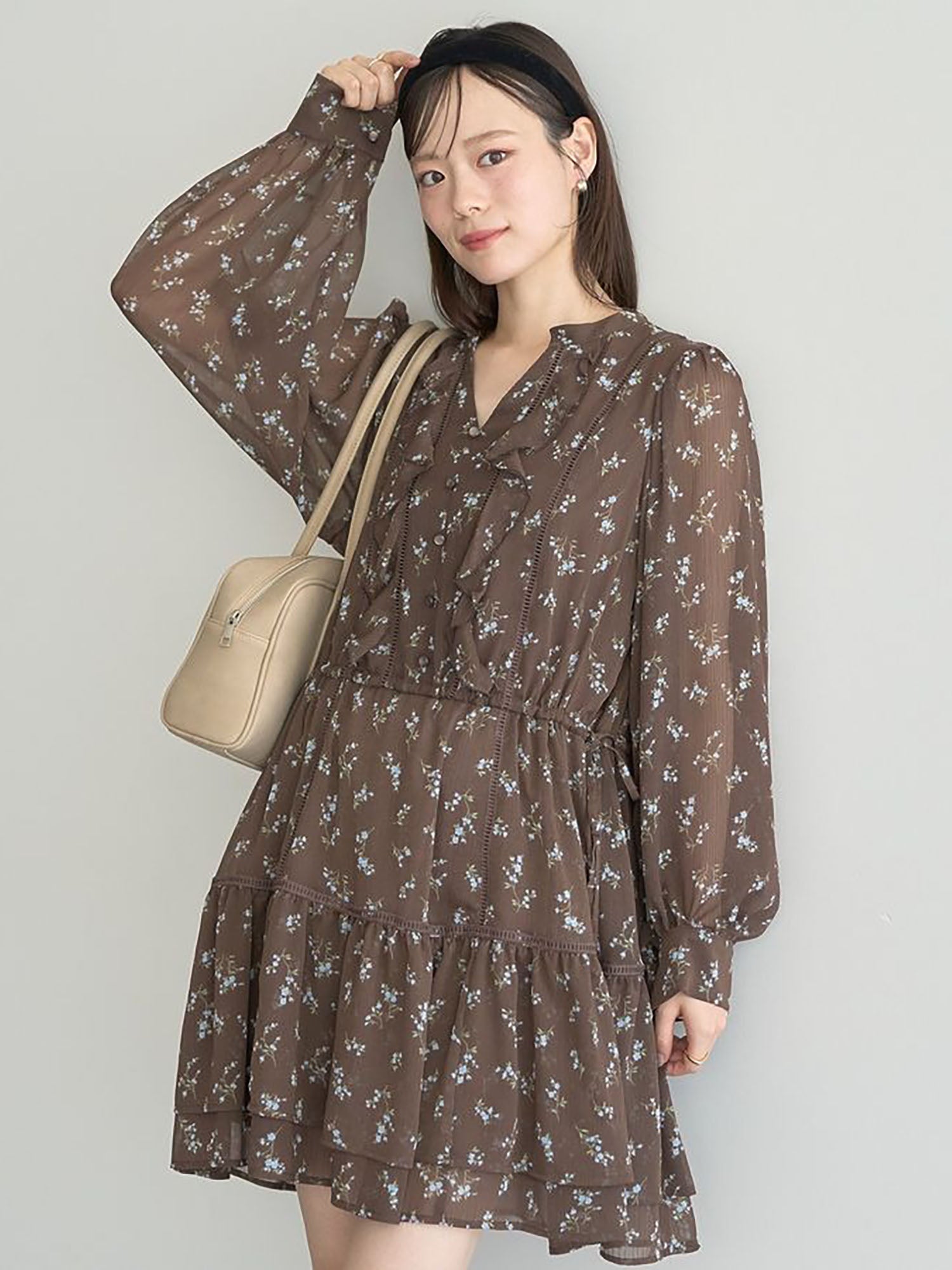 Asuka Flower Willow Tiered Mini Dress - BLACK - Earth Music & Ecology