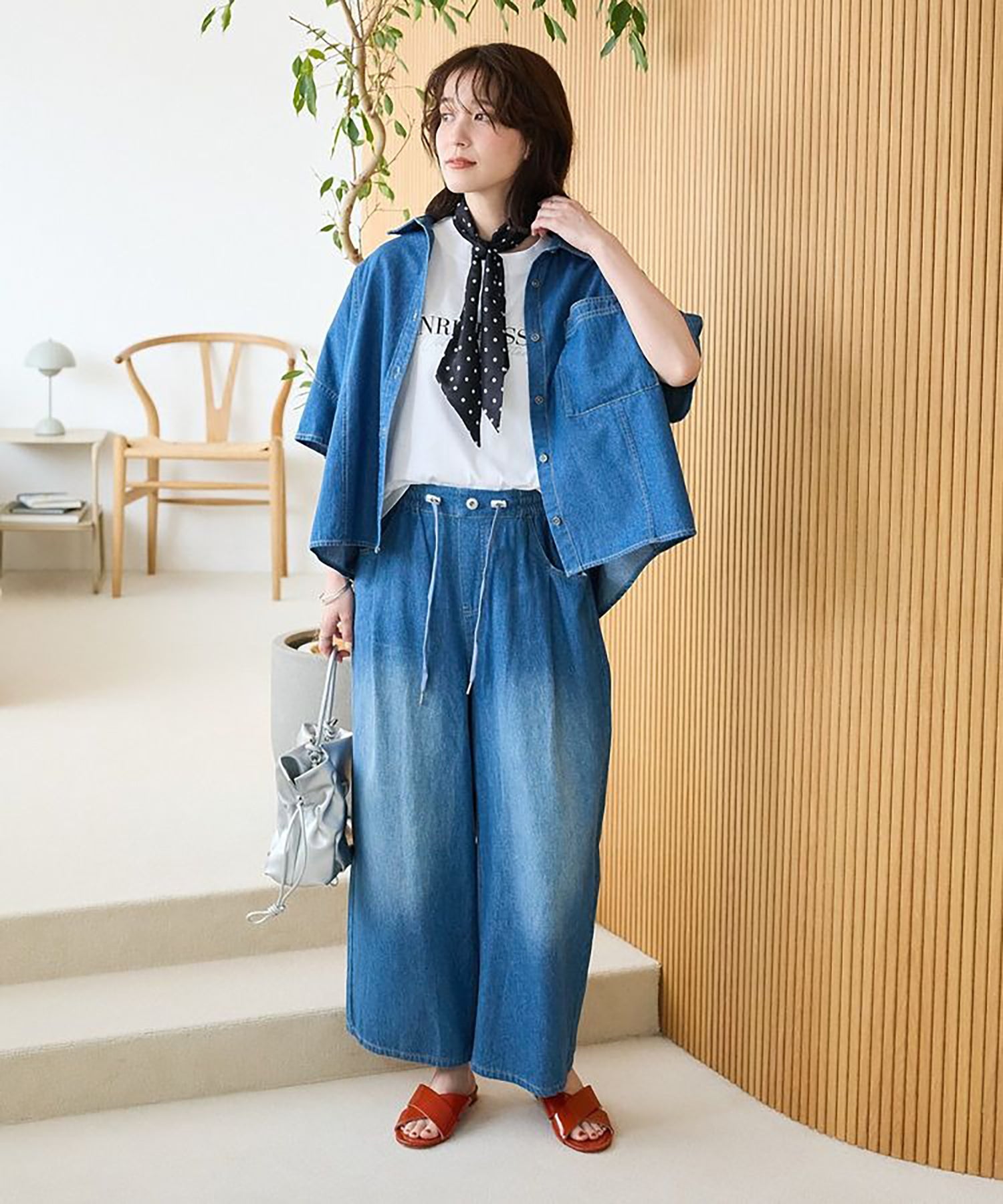 Kinmokusei Wide Leg Denim Pants