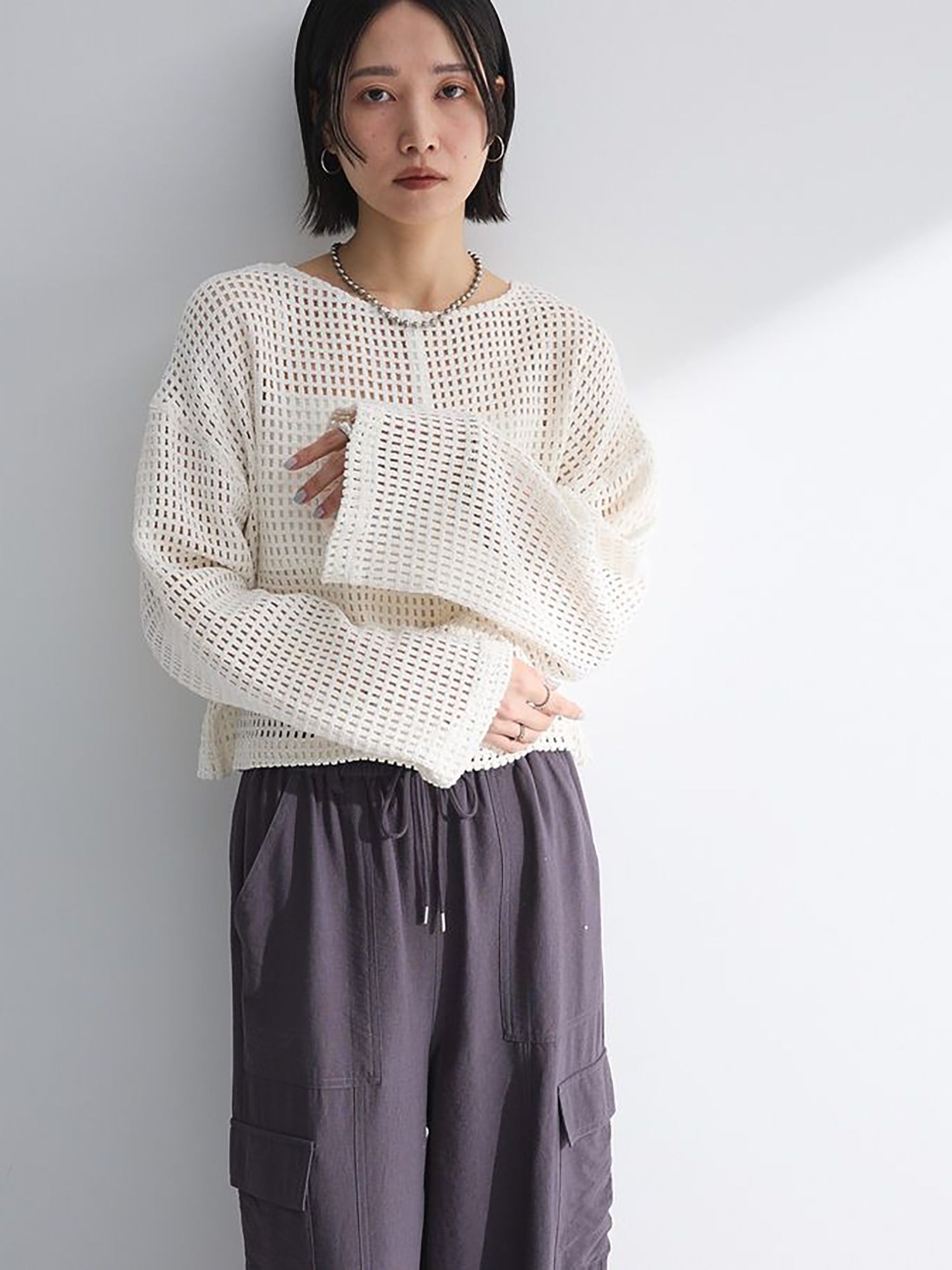 Fumika Cropped Mesh Cardigan
