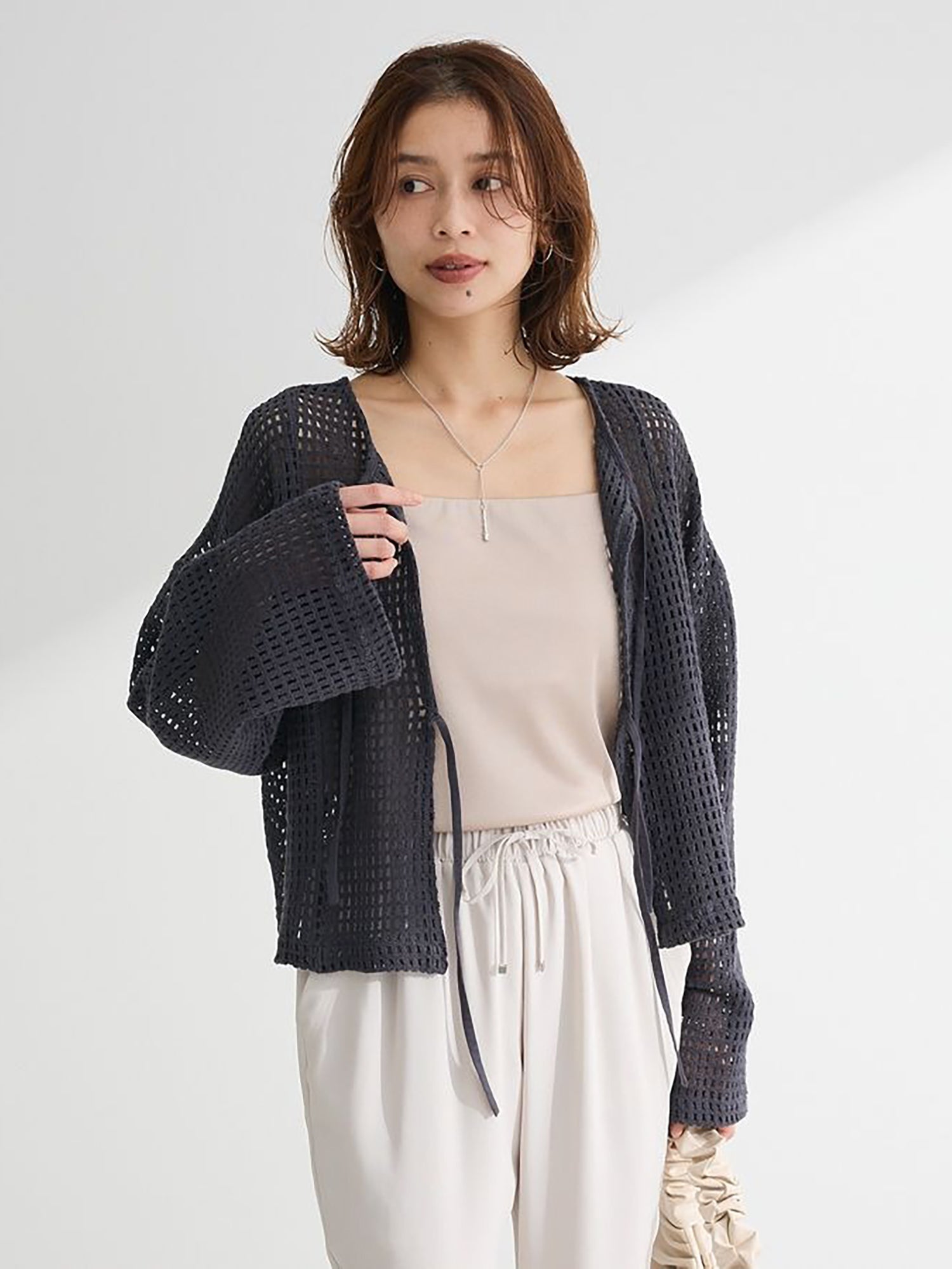 Fumika Cropped Mesh Cardigan