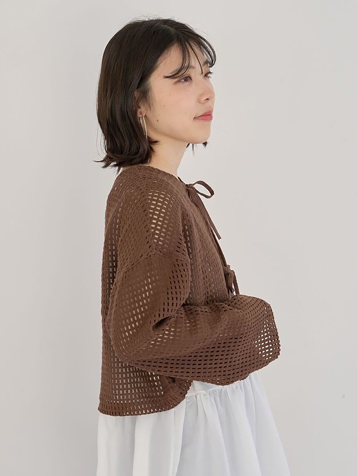 Fumika Cropped Mesh Cardigan
