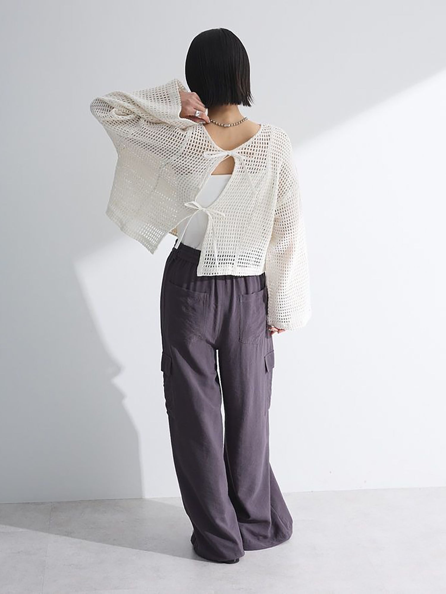 Fumika Cropped Mesh Cardigan