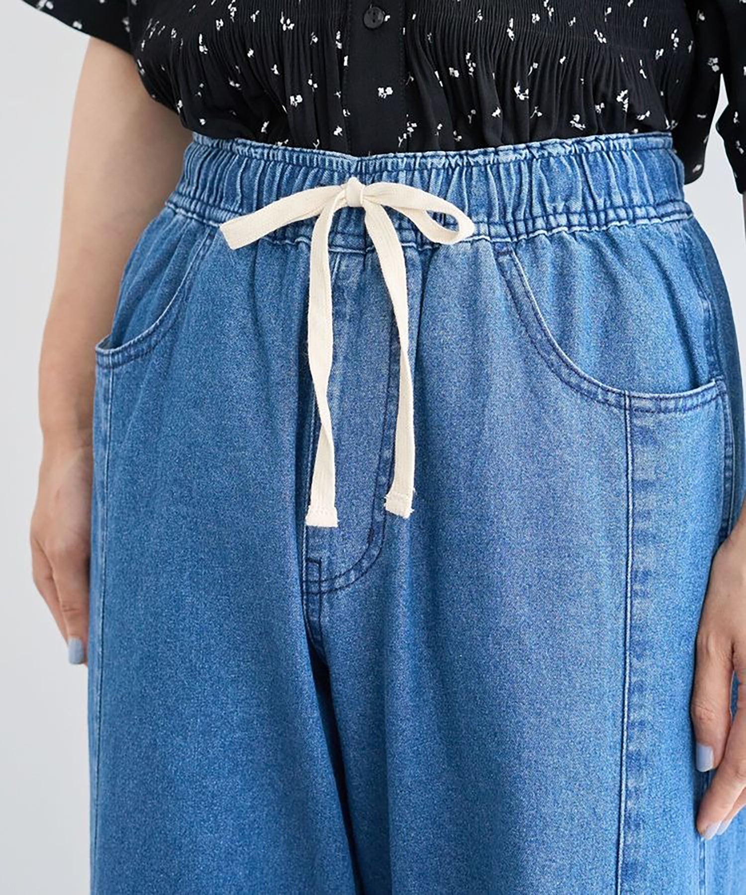 Raburi Light Denim Easy Baggy Pants