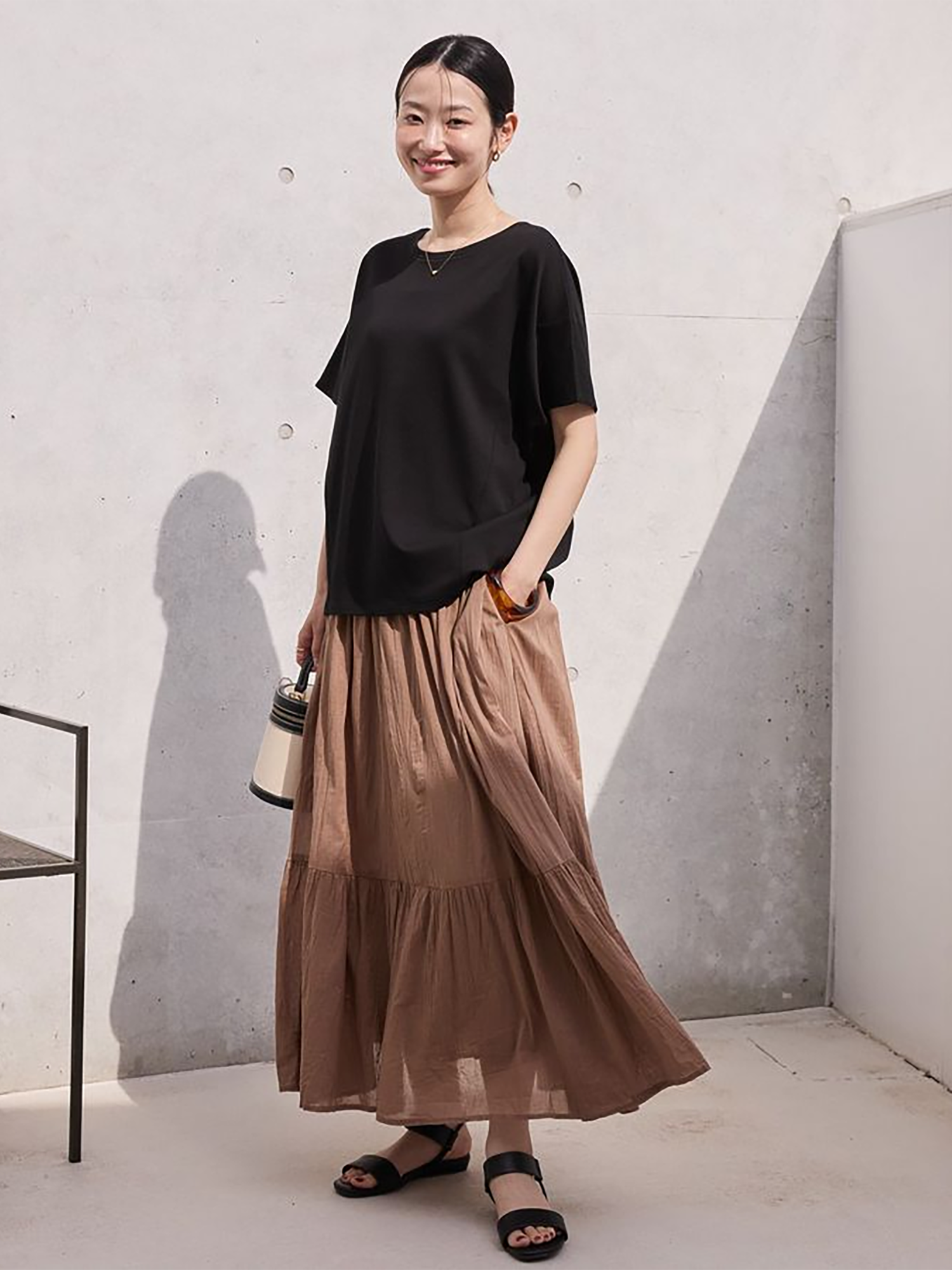 Yanagi Crinkle Tiered Skirt
